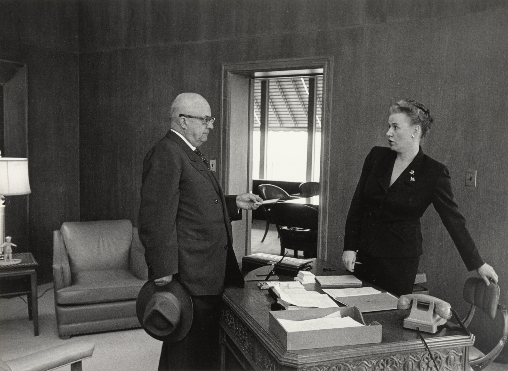 Dan Weiner. Secretary with Boss, Henry J. Kaiser, Oakland, California. 1951