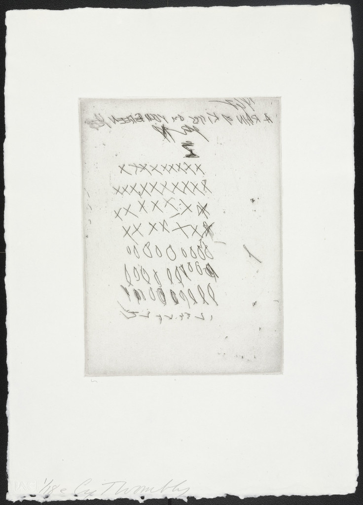 E from Sketches, Cy Twombly, 1967, published 1975