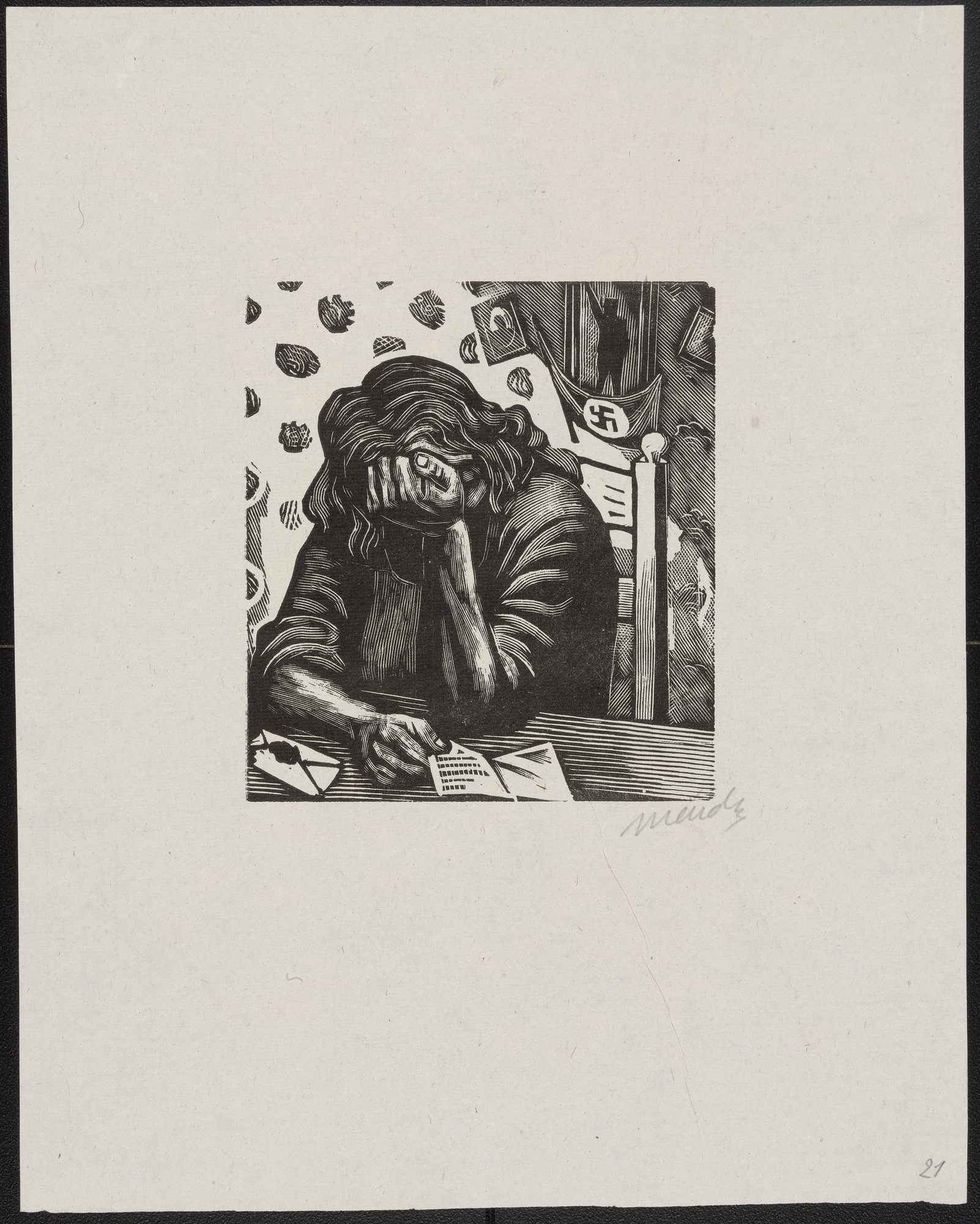 Leopoldo Méndez. The Letter (La Carta) from the portfolio 25 Prints of Leopoldo Méndez