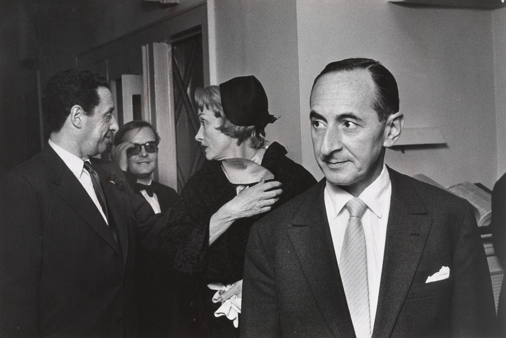 Dan Weiner. Harold Arlen, Truman Capote, Marlene Dietrich and Leonard Lyons at El Morocco. 1955