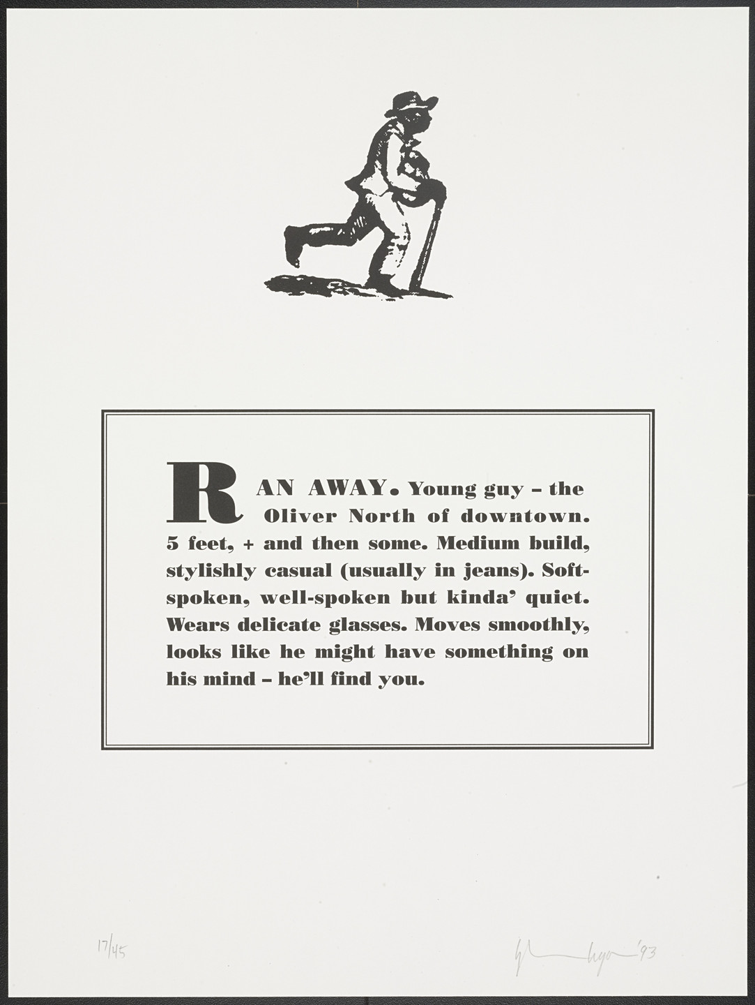 Glenn Ligon. Untitled from Runaways. 1993