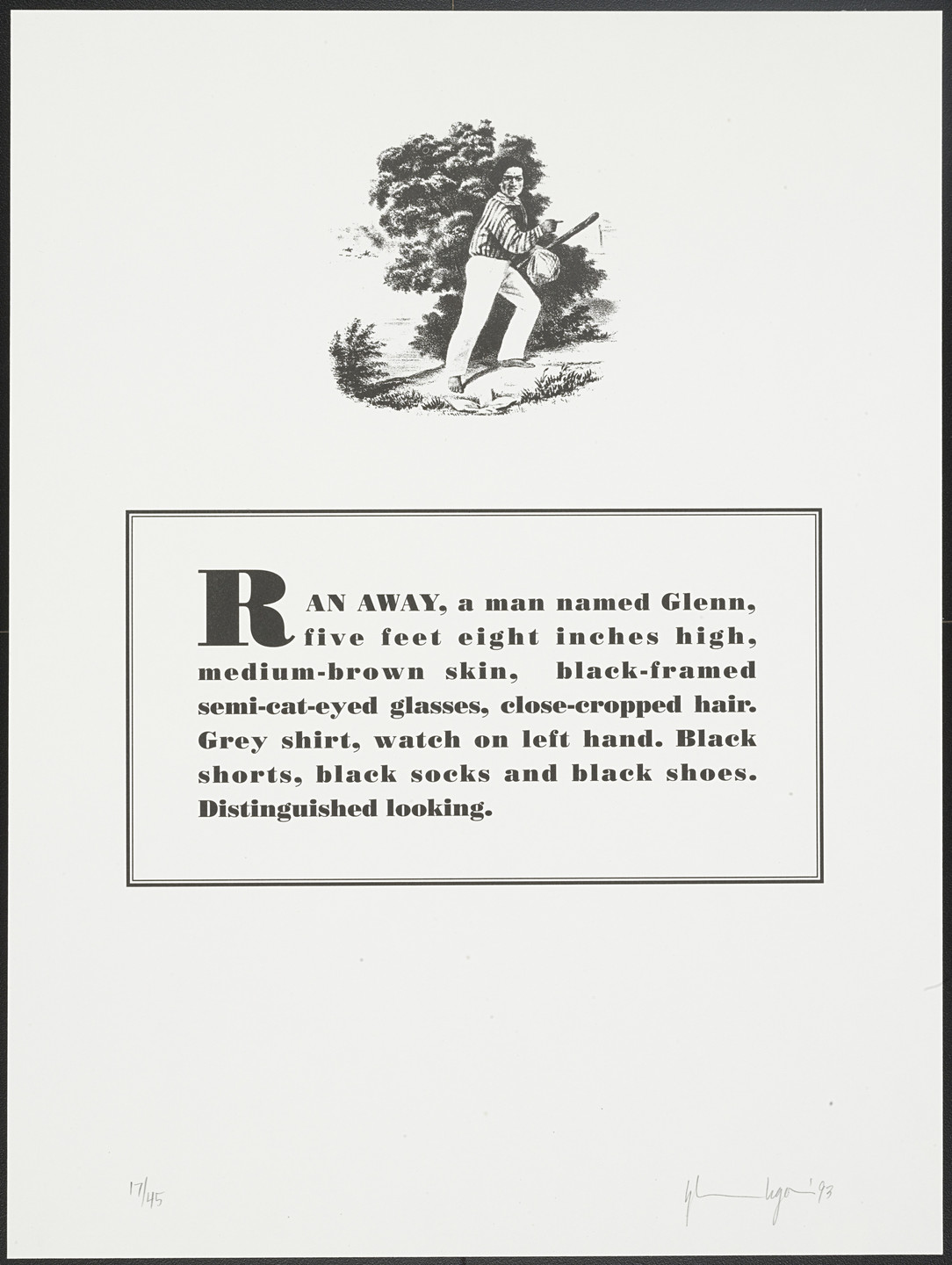 Glenn Ligon. Untitled from Runaways. 1993