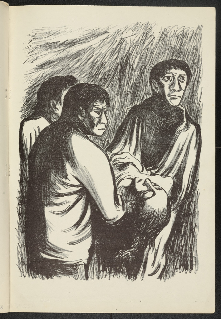 Profesor Maria Salud Morales from the illustrated book En Nombre De Cristo... Han Asesinado más de 200 Maestros: 7 Litografias de Leopoldo Méndez (In the Name of Christ...More than 200 Teachers Have Been Murdered: 7 Lithographs by Leopoldo Méndez)