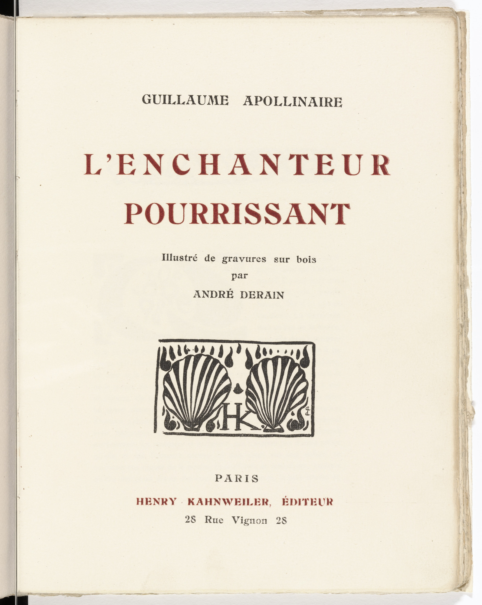 André Derain. Kahnweiler publisher's device (title page) from L'Enchanteur pourrissant