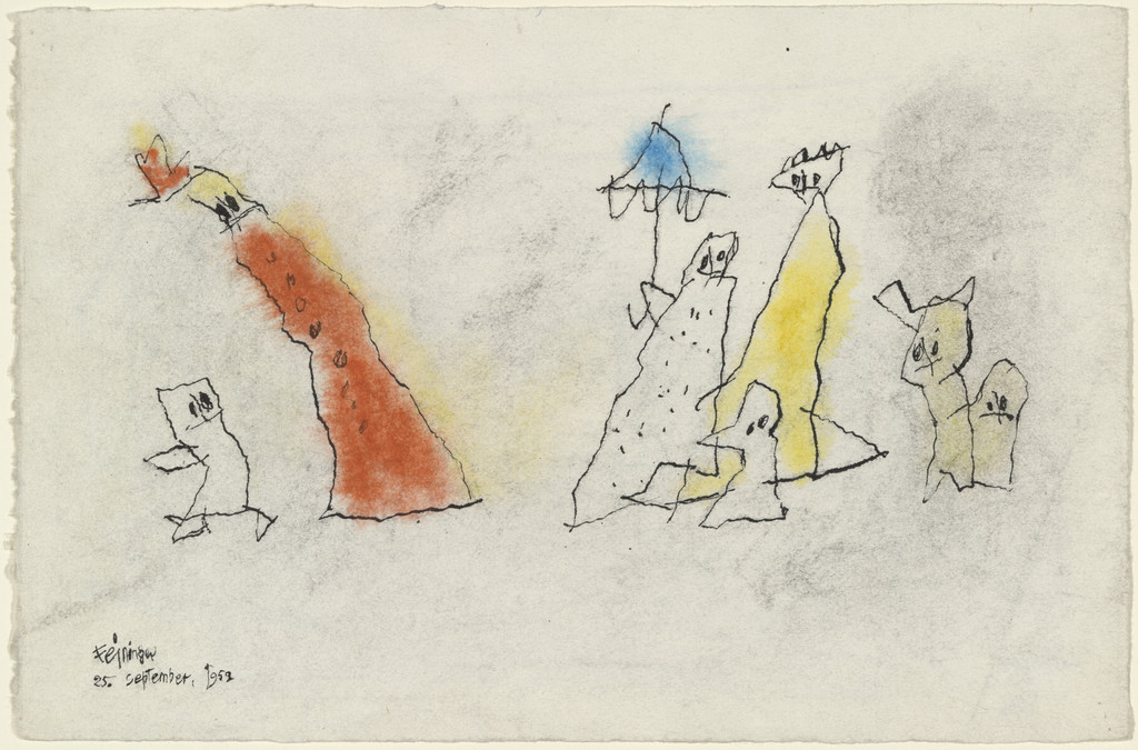 a. Untitled b. Untitled, Lyonel Feininger, 1952, a. Watercolor, charcoal, and pen and ink on paper b. charcoal on paper