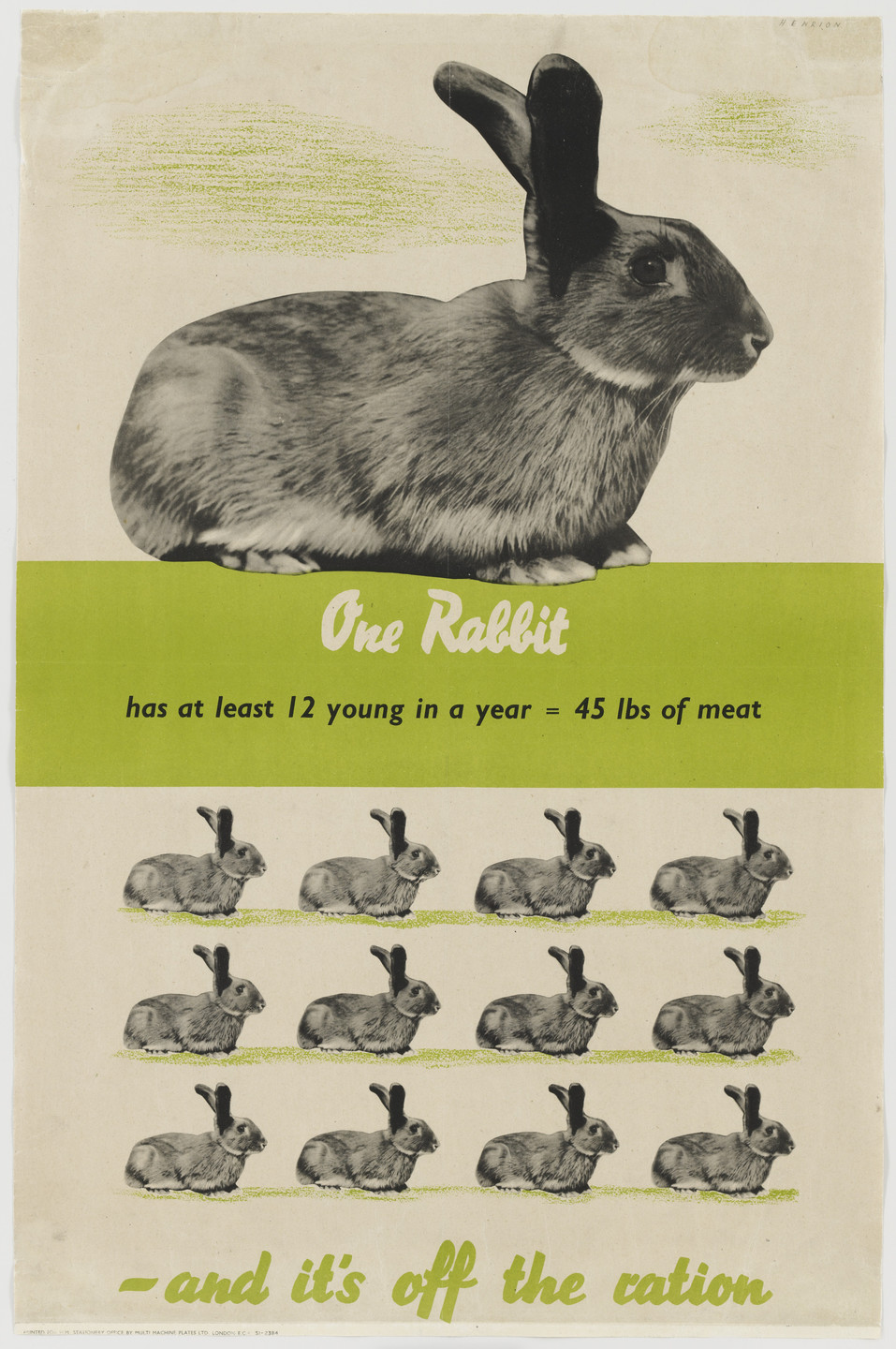 Frederick H. K. Henrion. One Rabbit Has at Least 12 Young in a Year; 45 lbs. of Meat. c.1941