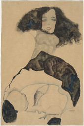 Egon Schiele. Girl with Black Hair (Mädchen mit schwarzem Haar). 1911
