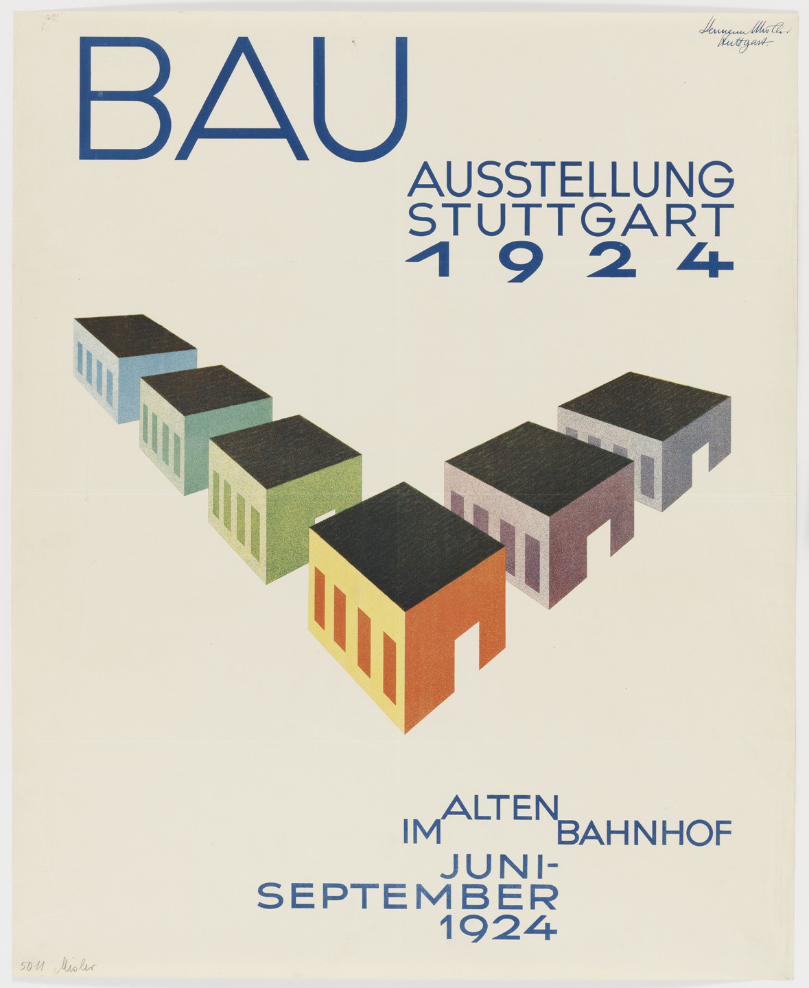 Hermann Misler. Bau-Ausstellung Stuttgart (Poster for a building exhibition in Stuttgart). 1924