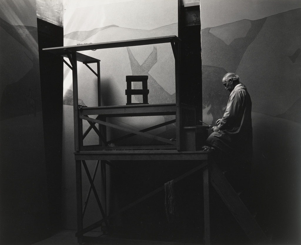 Gottardo Piazzoni Painting in His Studio, San Francisco, California