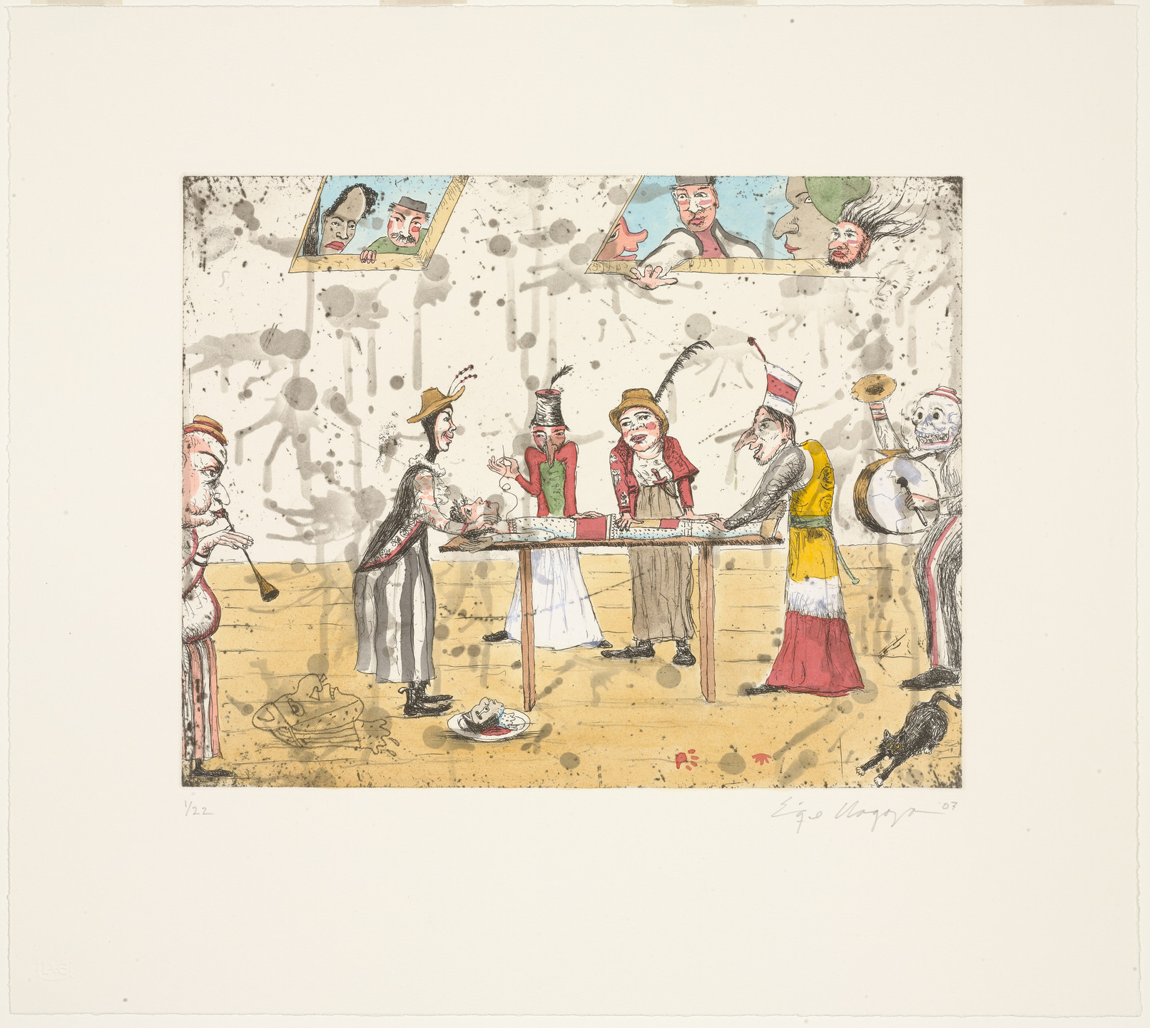 Enrique Chagoya. Thinking of Ensor and My Cat Diego. 2007