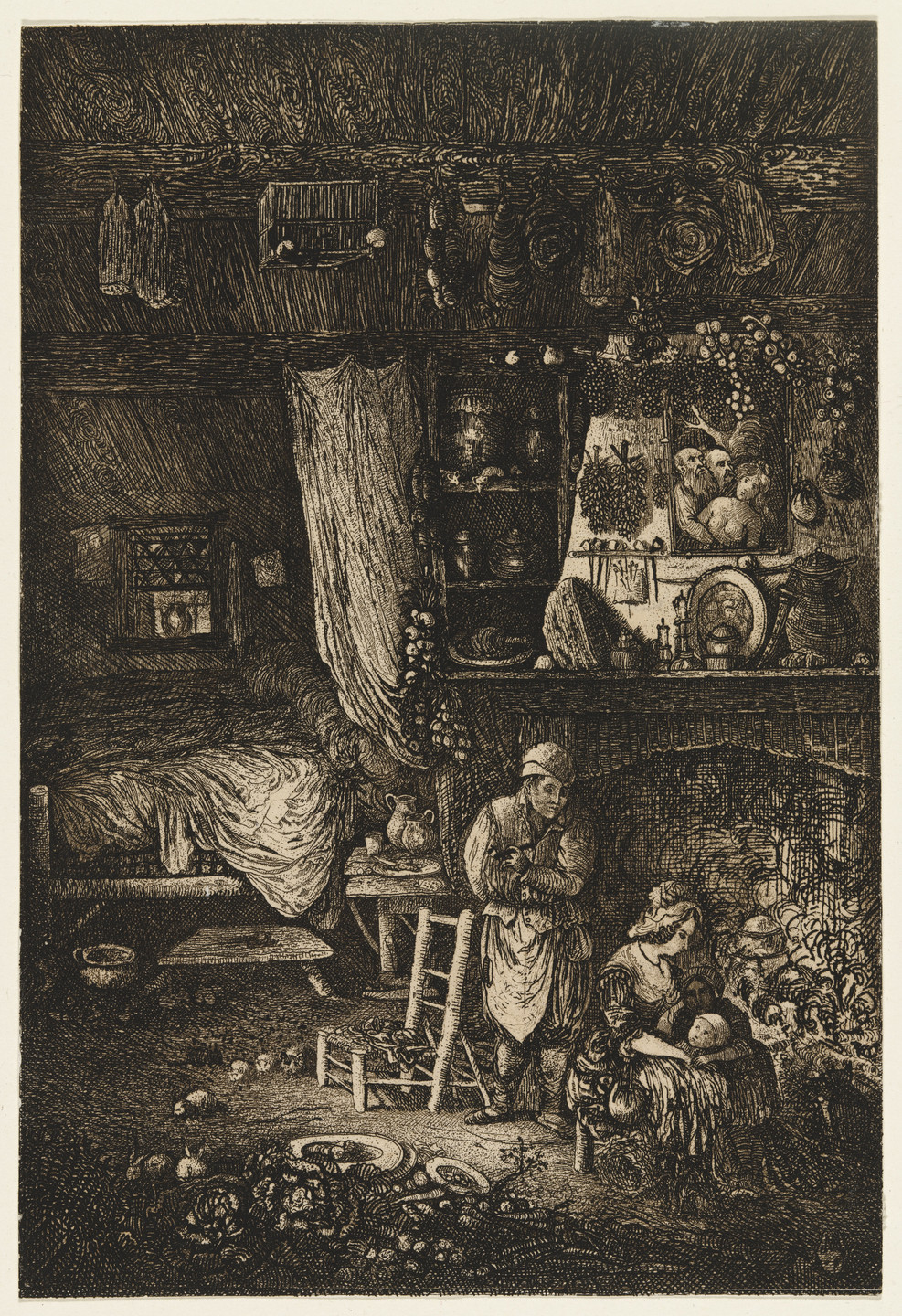 Rodolphe Bresdin. Flemish Interior. 1856