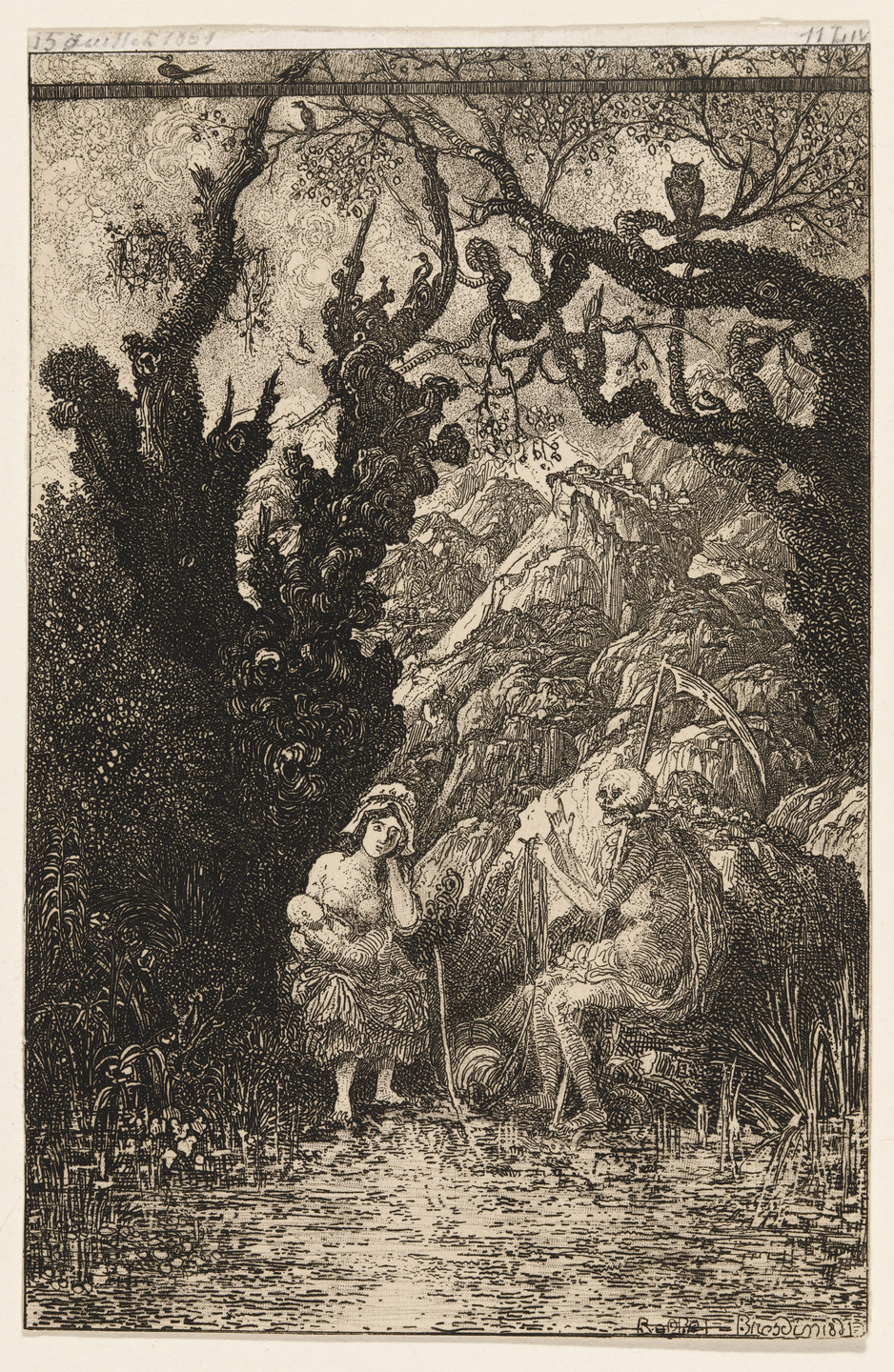 Rodolphe Bresdin. Death and the Young Mother. 1861