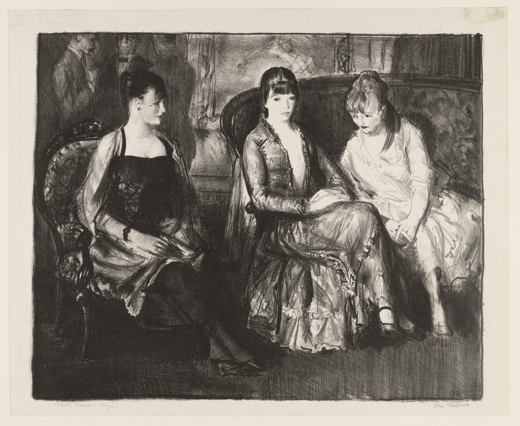 George Bellows. Marjorie, Emma, and Elsie, second stone. 1921