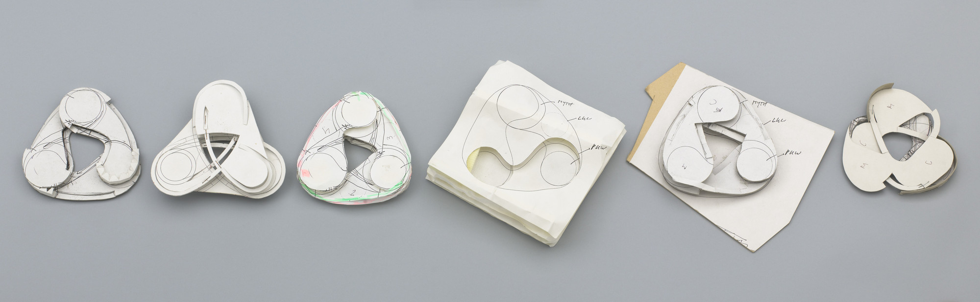 Ben van Berkel, Caroline Bos. Mercedes-Benz Museum, Stuttgart, Germany, Study models. 2001-2006