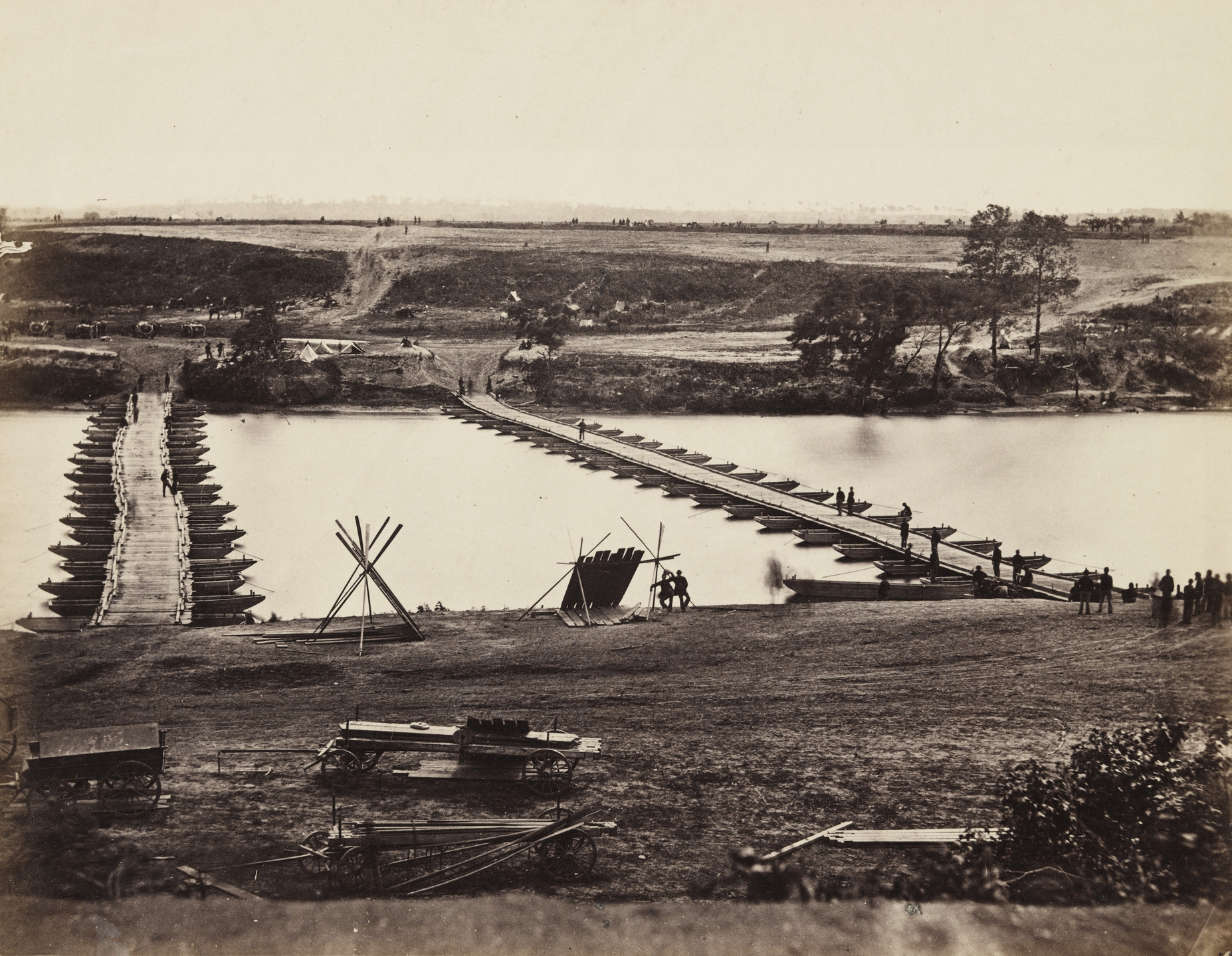 Alexander Gardner, Timothy O&#39;Sullivan. Pontoon Bridge Across the Rappahannock. May 1863