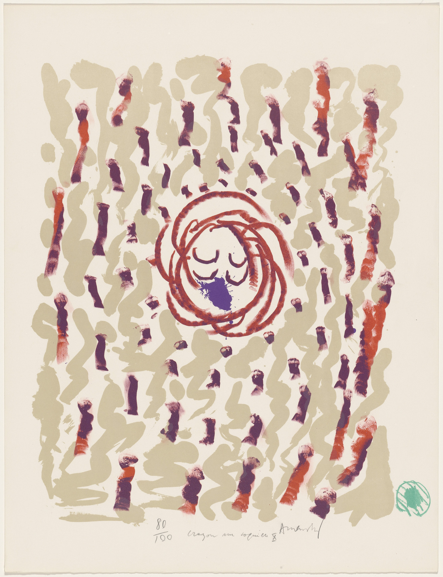 Pierre Alechinsky. Pavan One Thousand Regrets (Pavane mille regrets) from the portfolio Pencil on Shell (Crayon sur coquille)