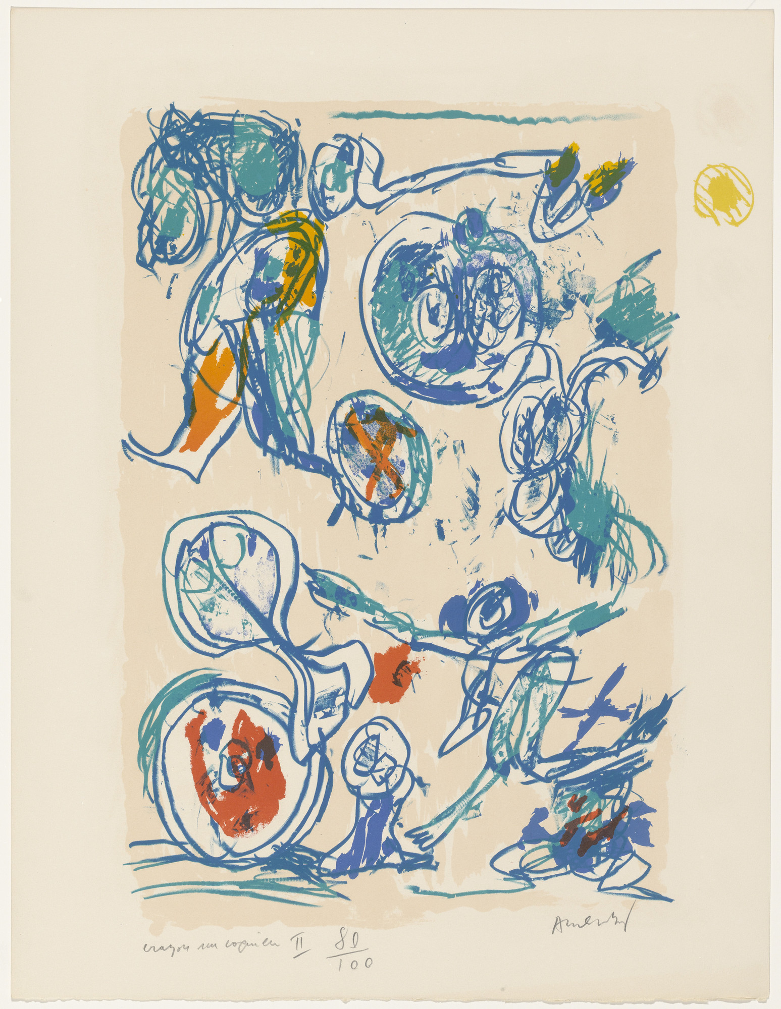 Pierre Alechinsky. Extended Order (Ordre dispersé) from the portfolio Pencil on Shell (Crayon sur coquille)