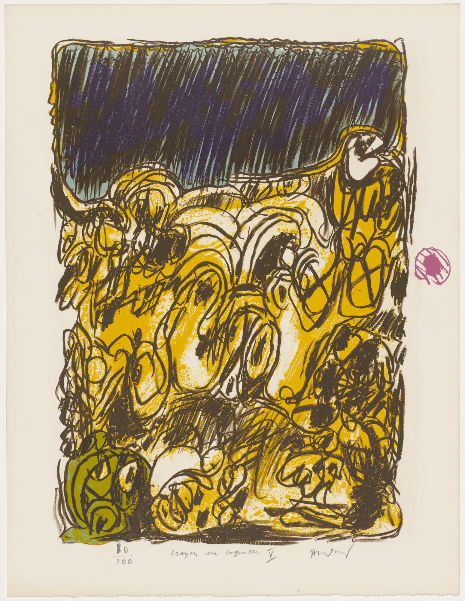 Pierre Alechinsky. Rush (Ruée) from the portfolio Pencil on Shell (Crayon sur coquille)