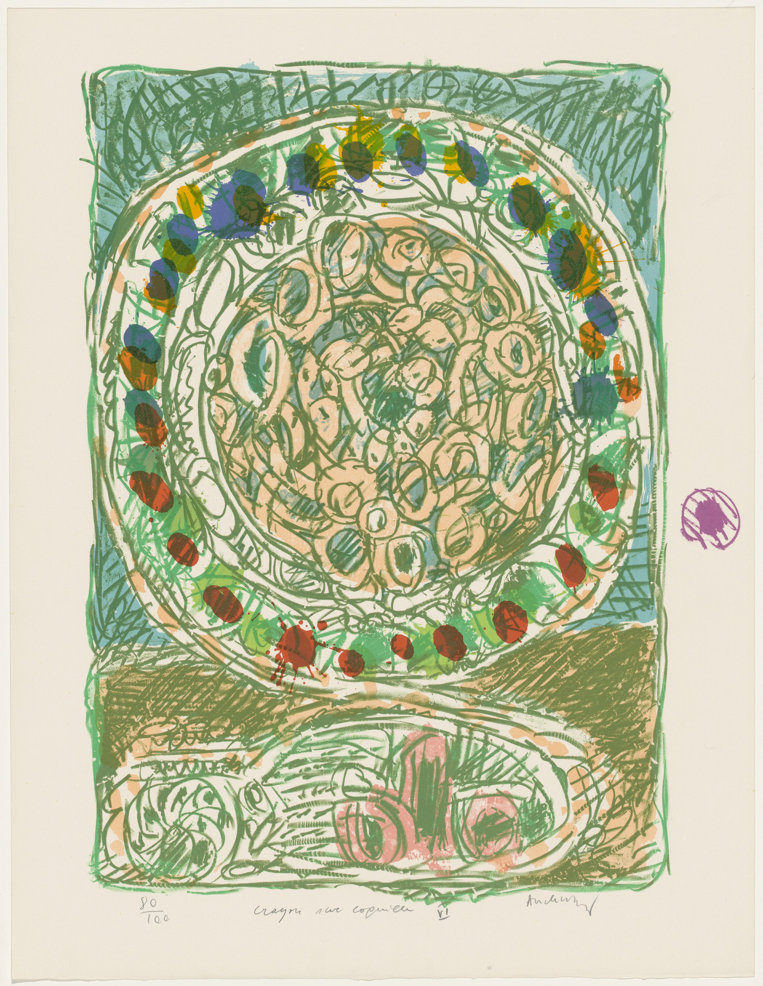 Pierre Alechinsky. Al'Jotte Pie (Tarte Al'Jotte) from the portfolio Pencil on Shell (Crayon sur coquille)