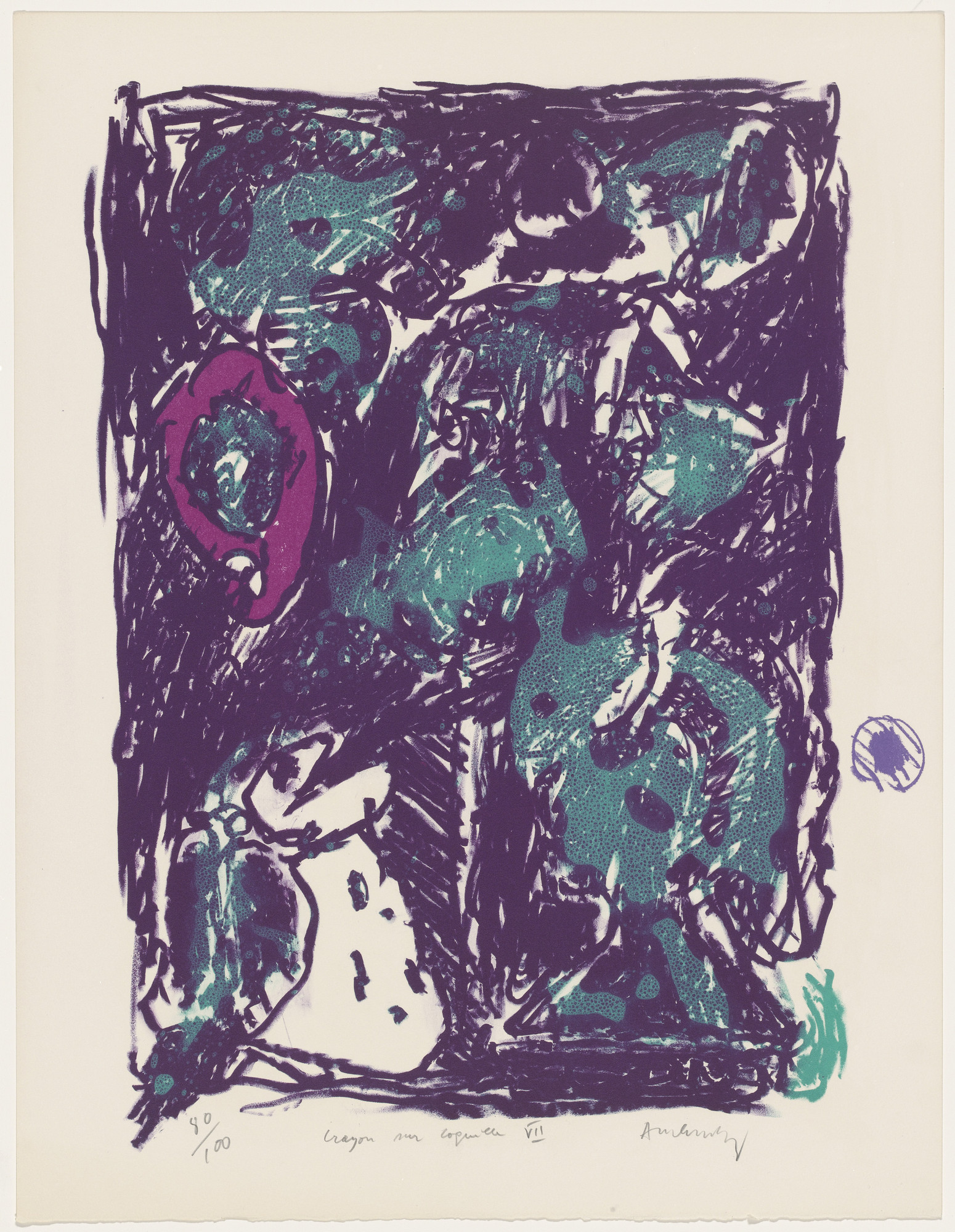 Pierre Alechinsky. The Happy Rare (Le rare heureux) from the portfolio Pencil on Shell (Crayon sur coquille)