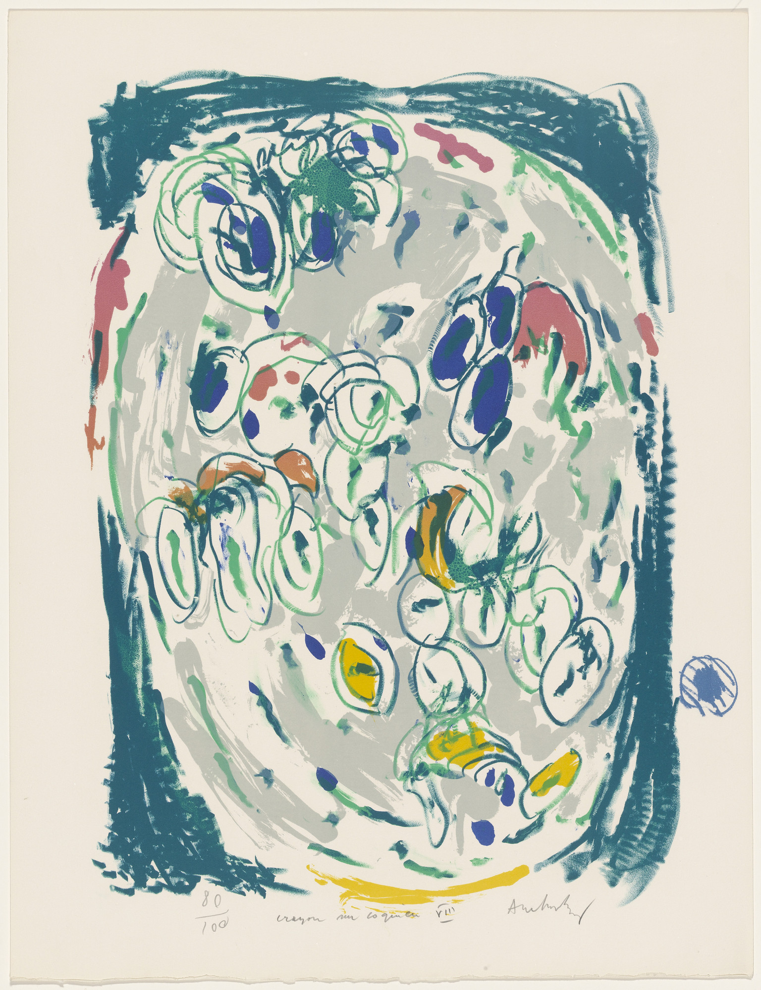 Pierre Alechinsky. Waterzooi from the portfolio Pencil on Shell (Crayon sur coquille)