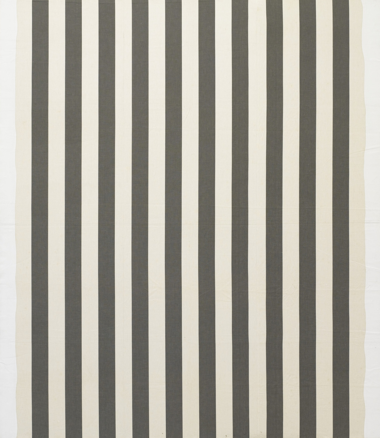 Daniel Buren. White acrylic painting on white and anthracite gray striped fabric. 1966