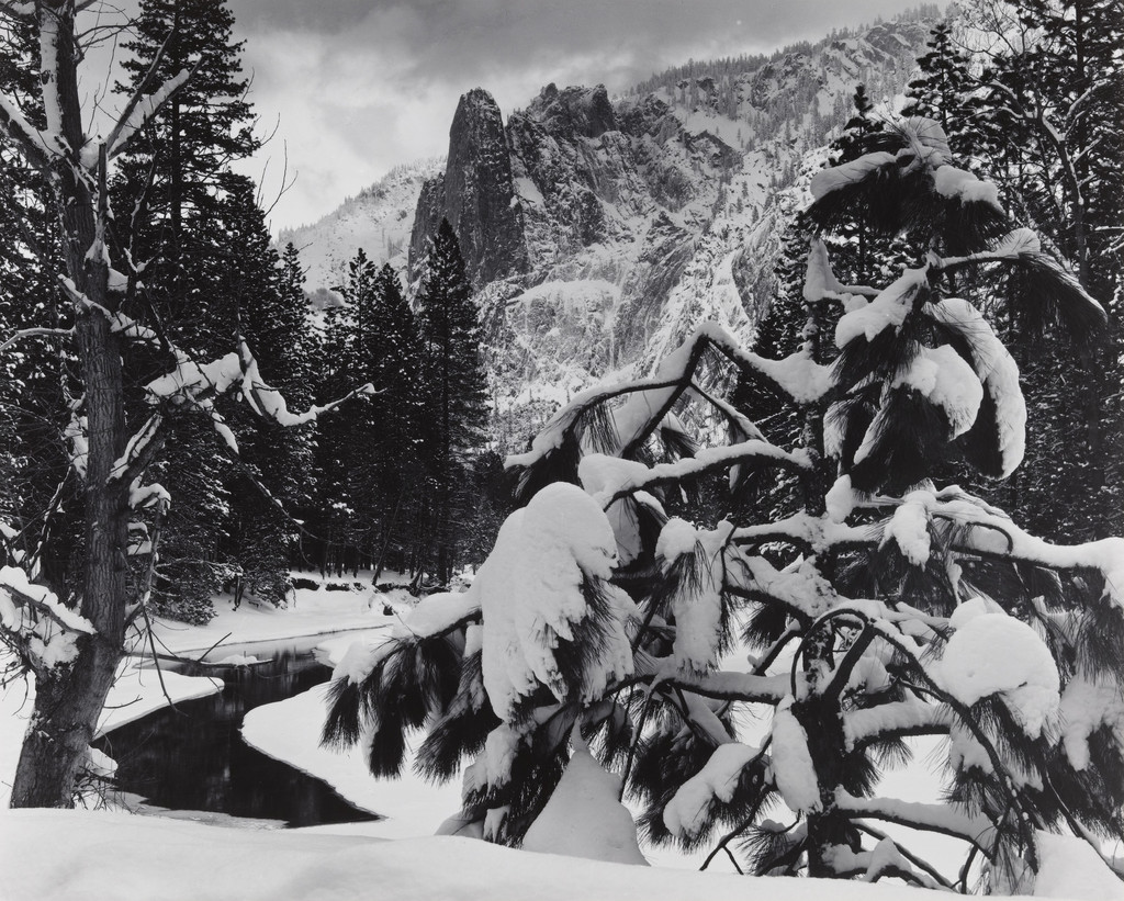 Sentinel Rock, Winter Dusk, Yosemite National Park California, Ansel Adams, 1944