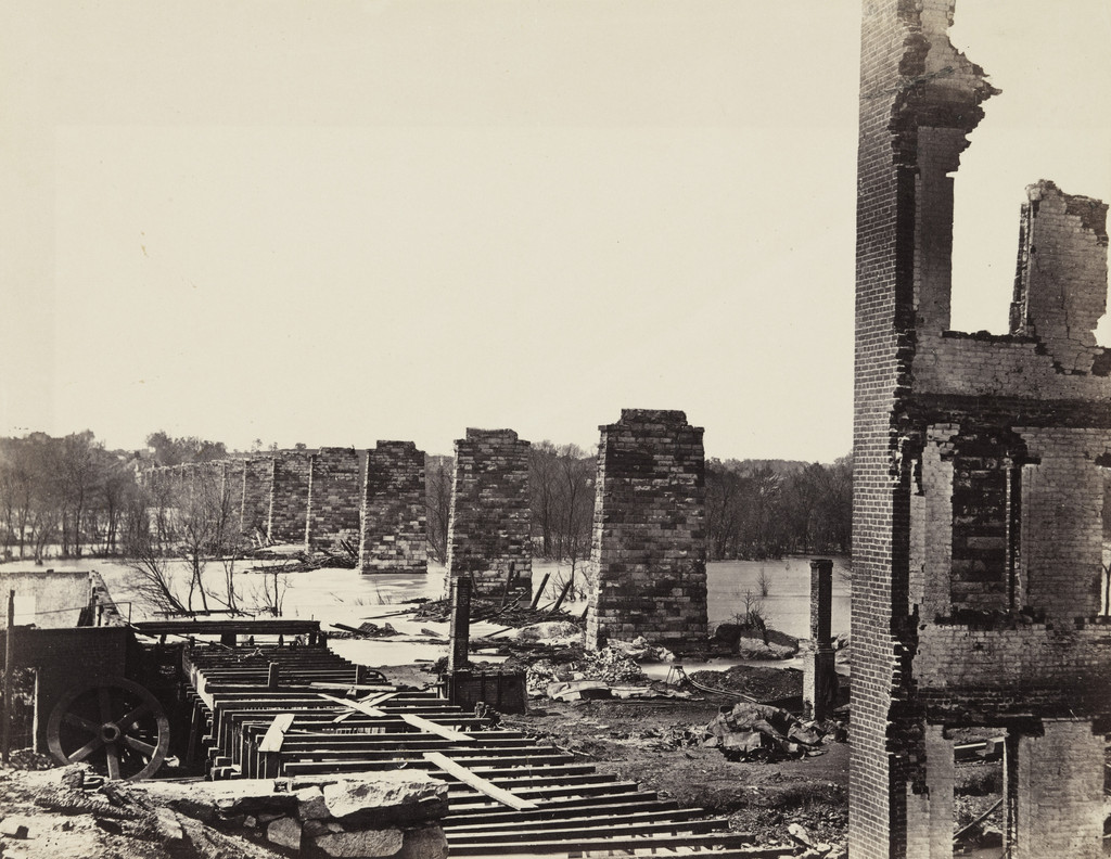 Ruins of Petersburg and Richmond railroad Bridge (across the James)