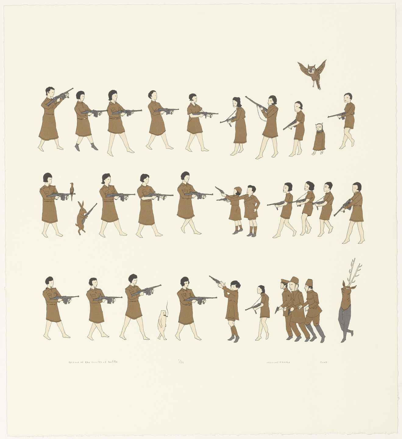 Marcel Dzama. scheme of the circles of battle. 2004