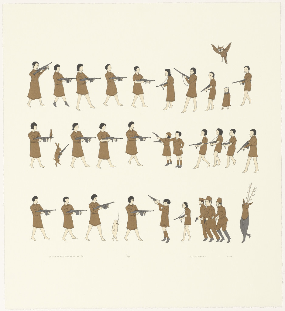 scheme of the circles of battle, Marcel Dzama, 2004
