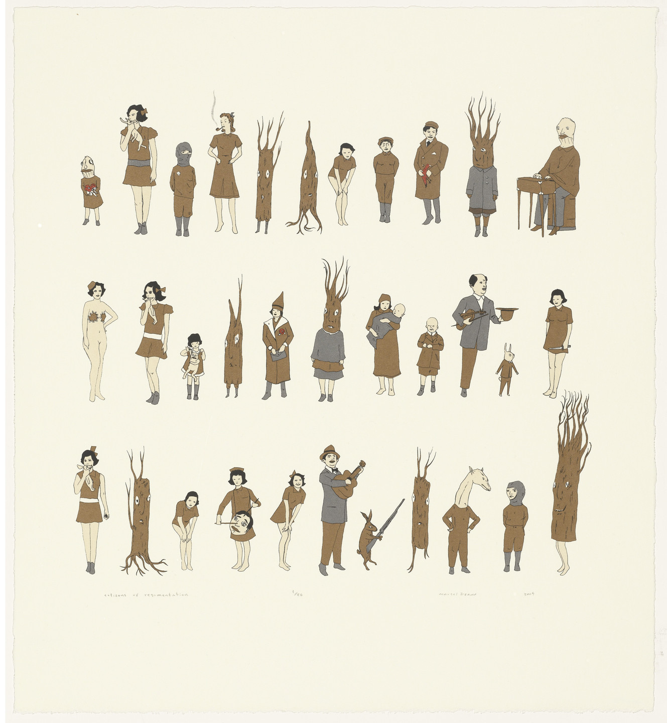 Marcel Dzama. citizens of regimentation. 2004