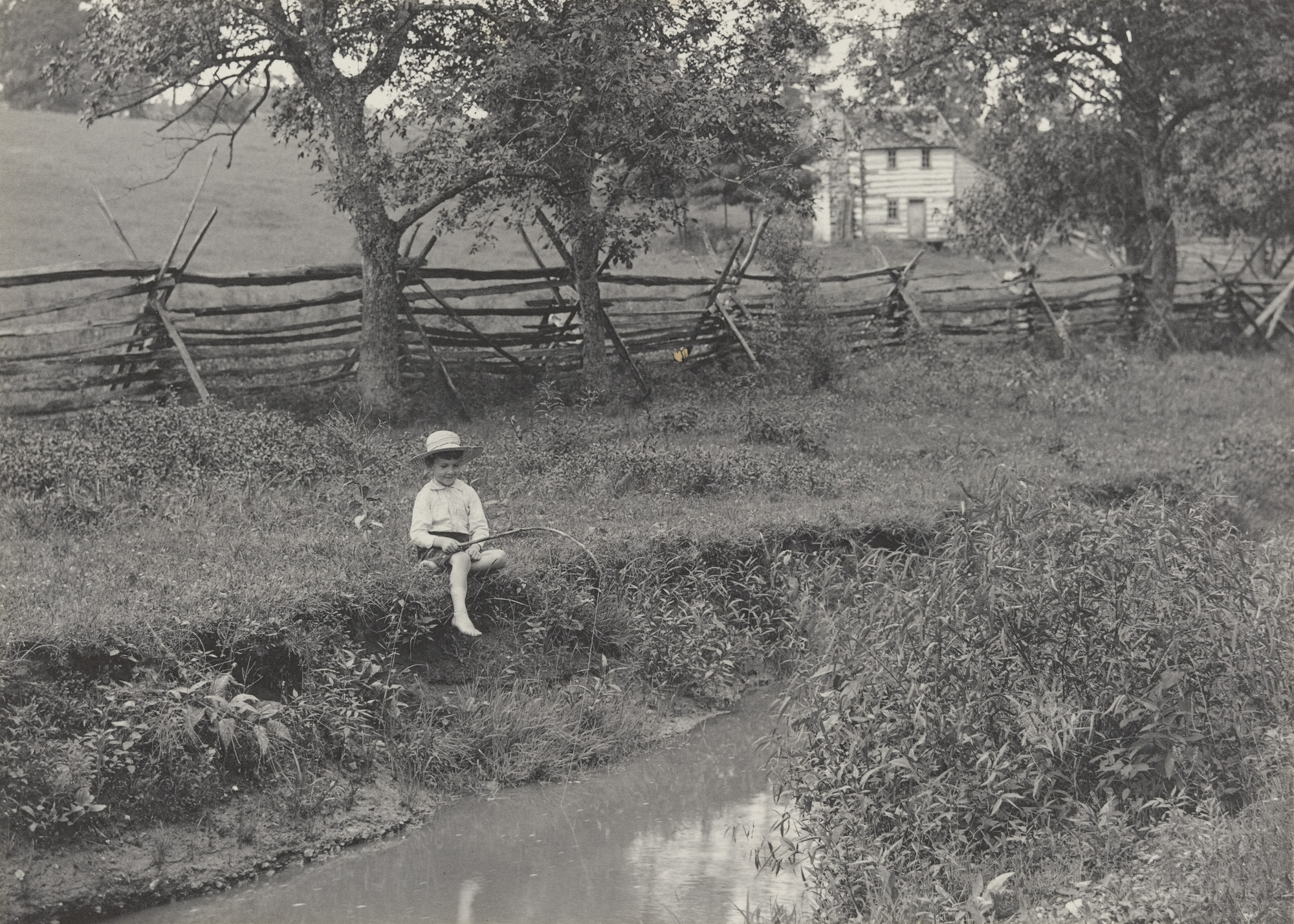 John G. Bullock. John Fishing on Bank of Stream. 1897