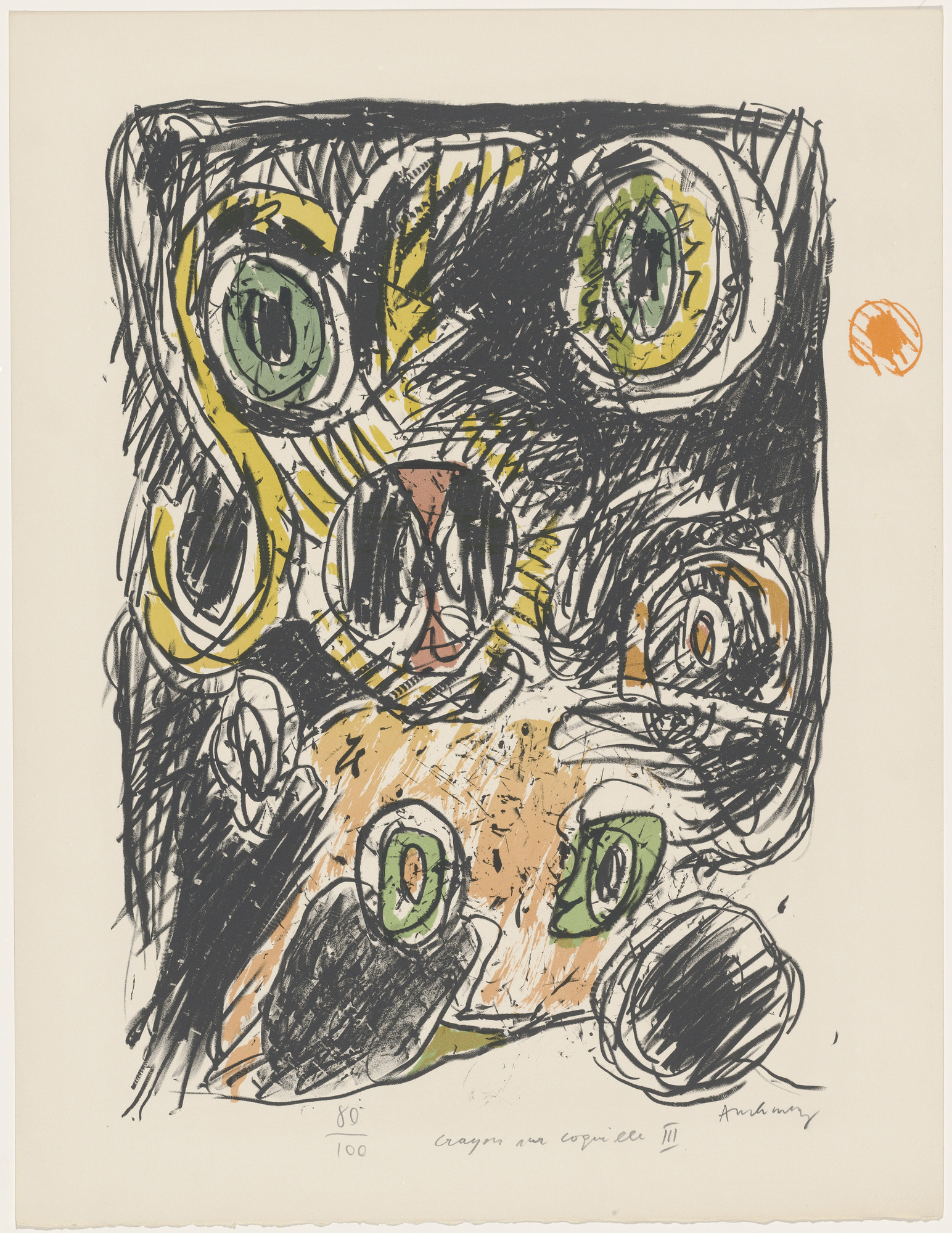 Pierre Alechinsky. The Bag of Lines (Le sac des lignes) from the portfolio Pencil on Shell (Crayon sur coquille)