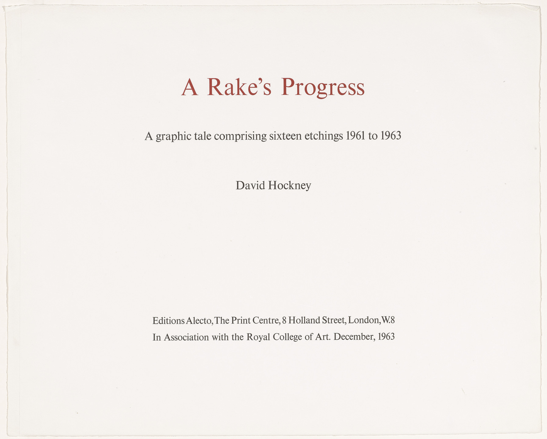 David Hockney. A Rake&#39;s Progress. 1961–62, published 1963