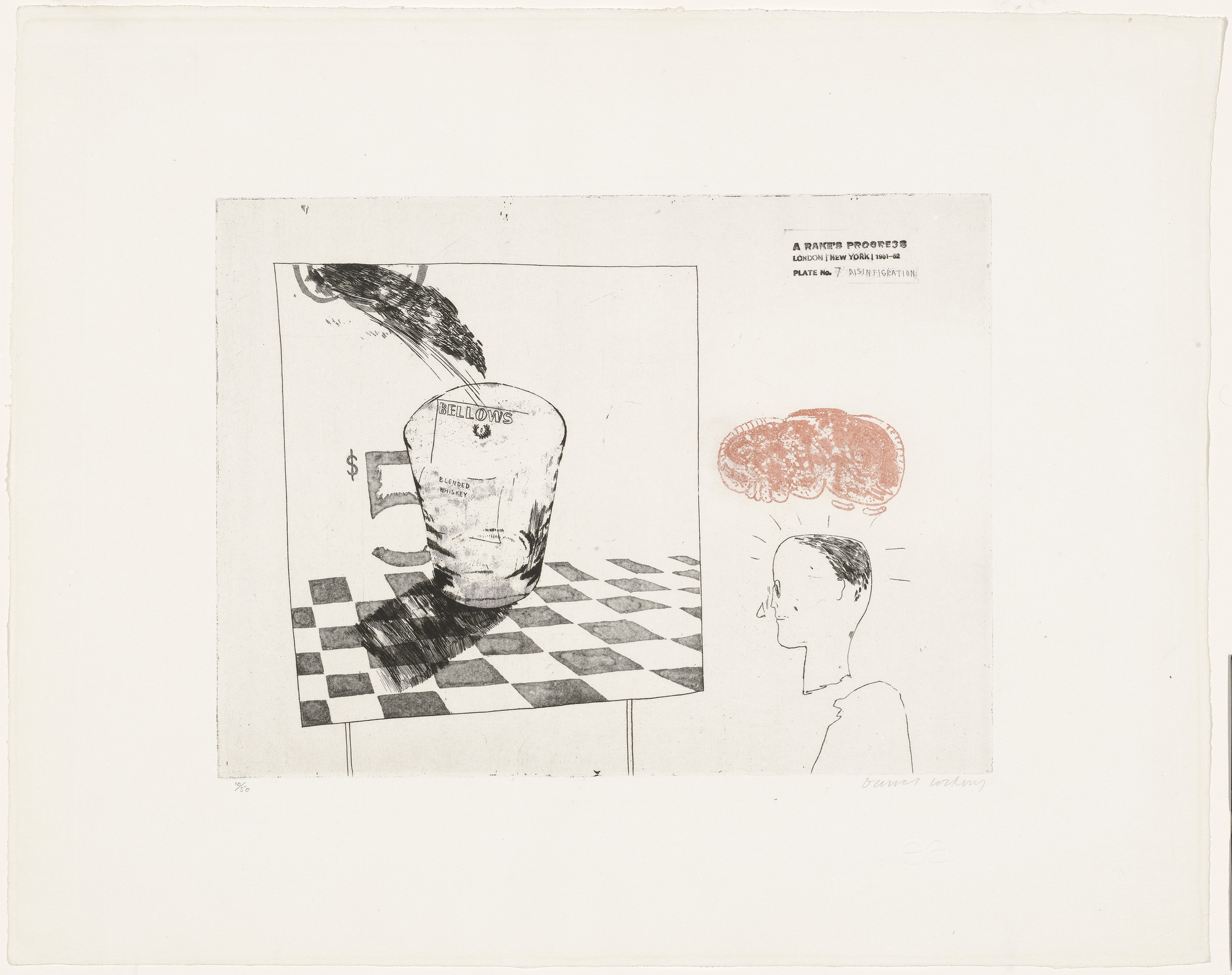 David Hockney. Disintegration (plate 7) from  A Rake's Progress