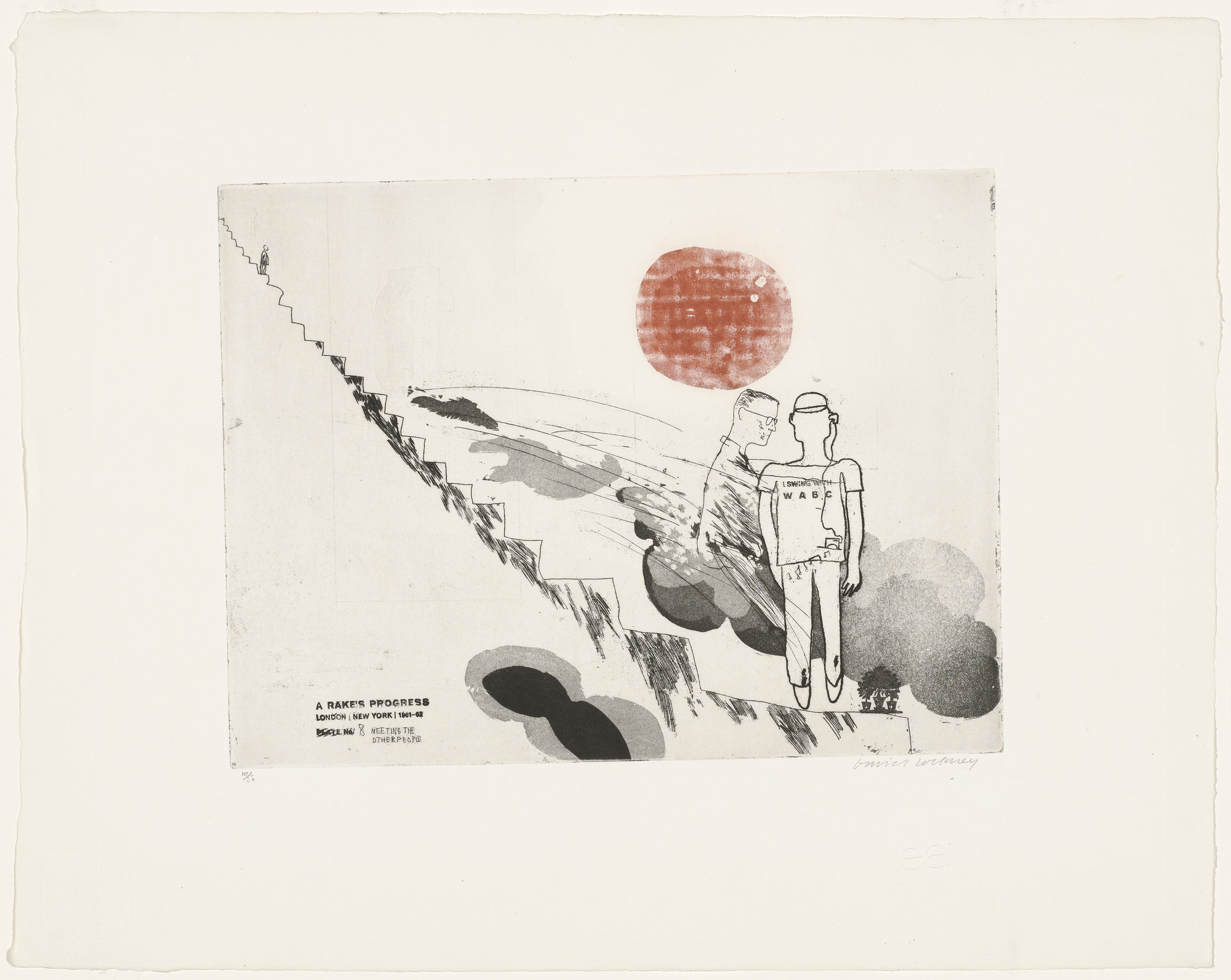 David Hockney. Meeting the Other People (plate 8) from A Rake's Progress