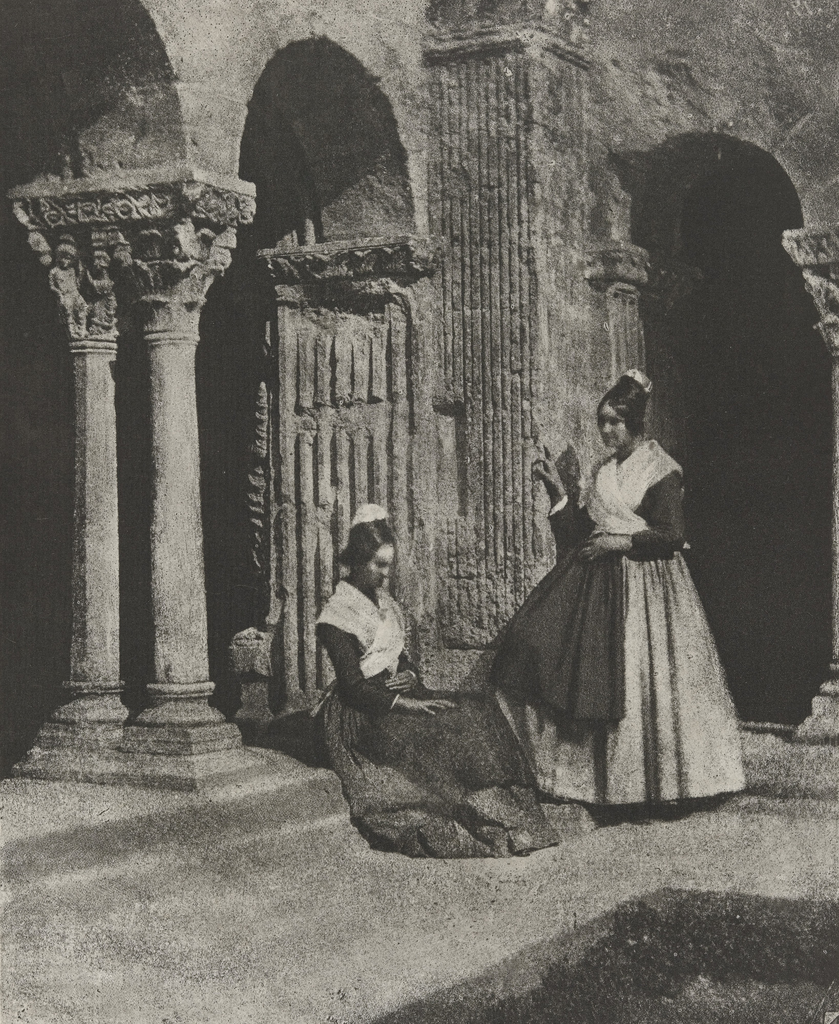 Charles Nègre. Two Women of Arles at the Cloister of Saint Triomphe, Cathedral of Arles