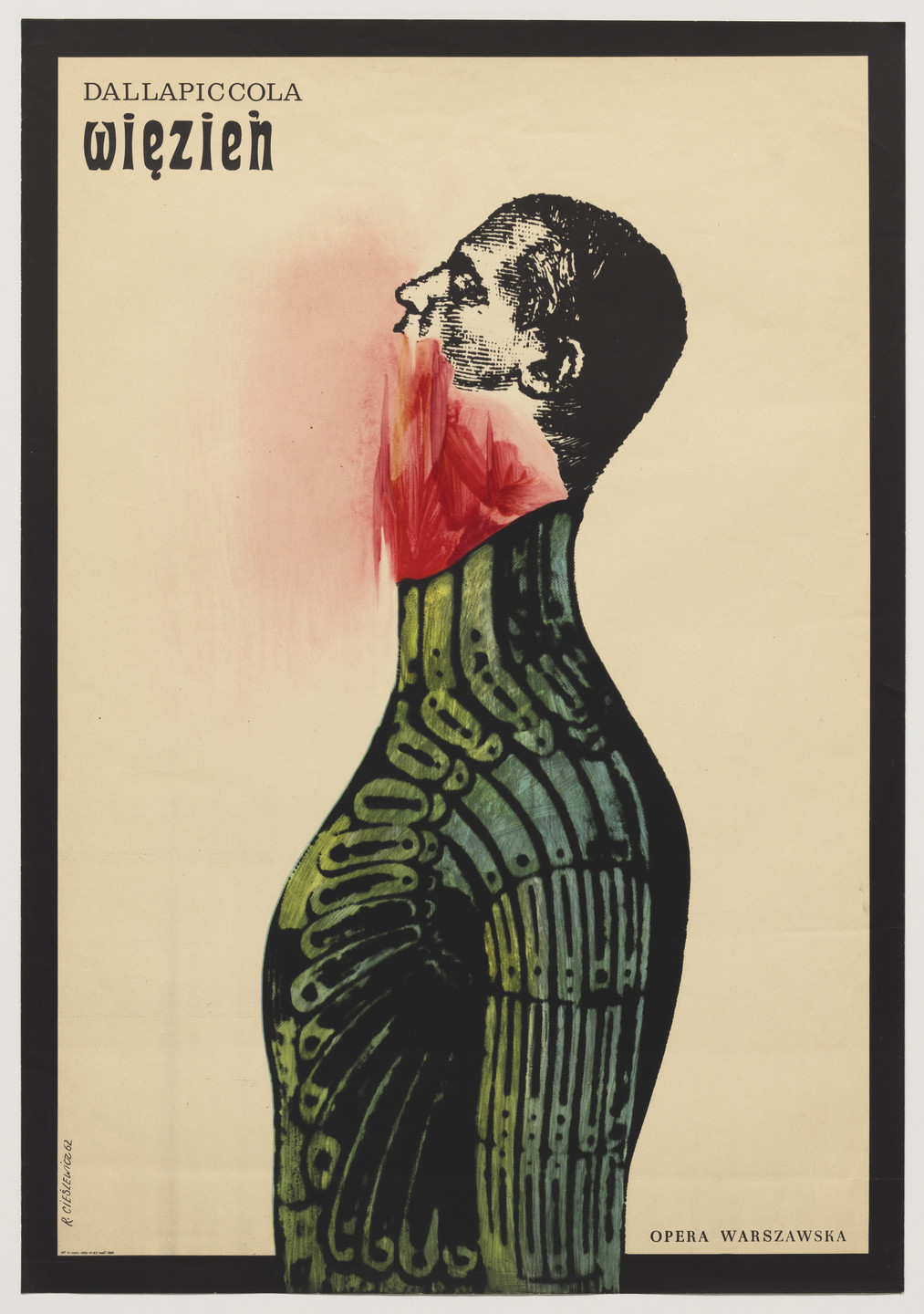 Roman Cieslewicz. Wiezien (The Prisoner) (Poster for Warsaw production of the 1944 opera by Luigi Dallapiccola [1904-1975]). 1962