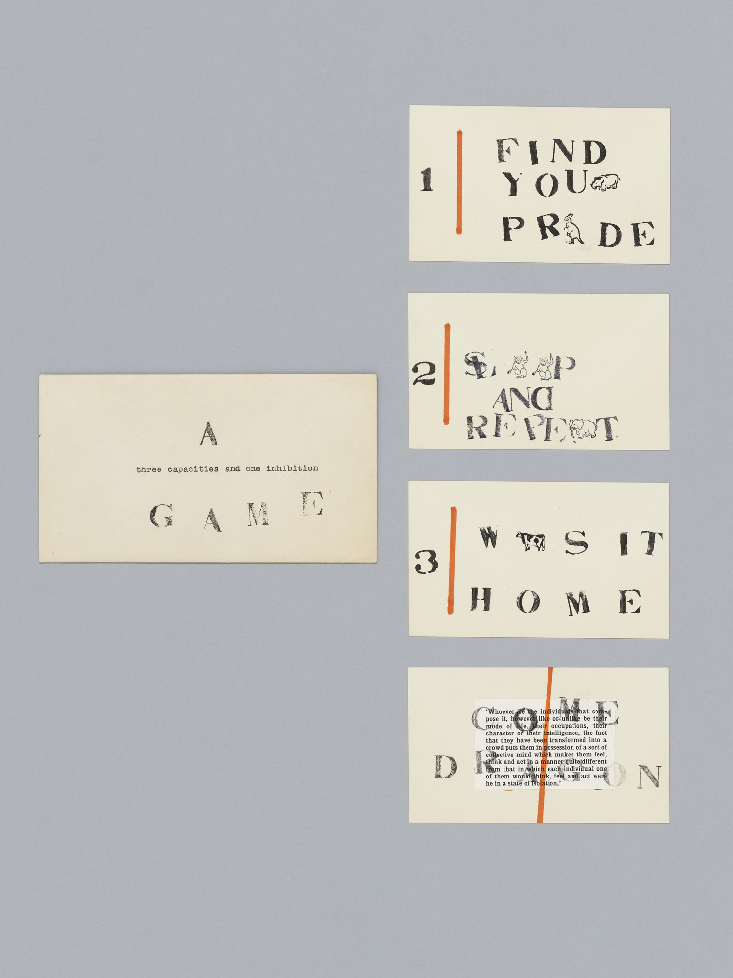 Benjamin Patterson. A Game: Three Capacities and One Inhibition