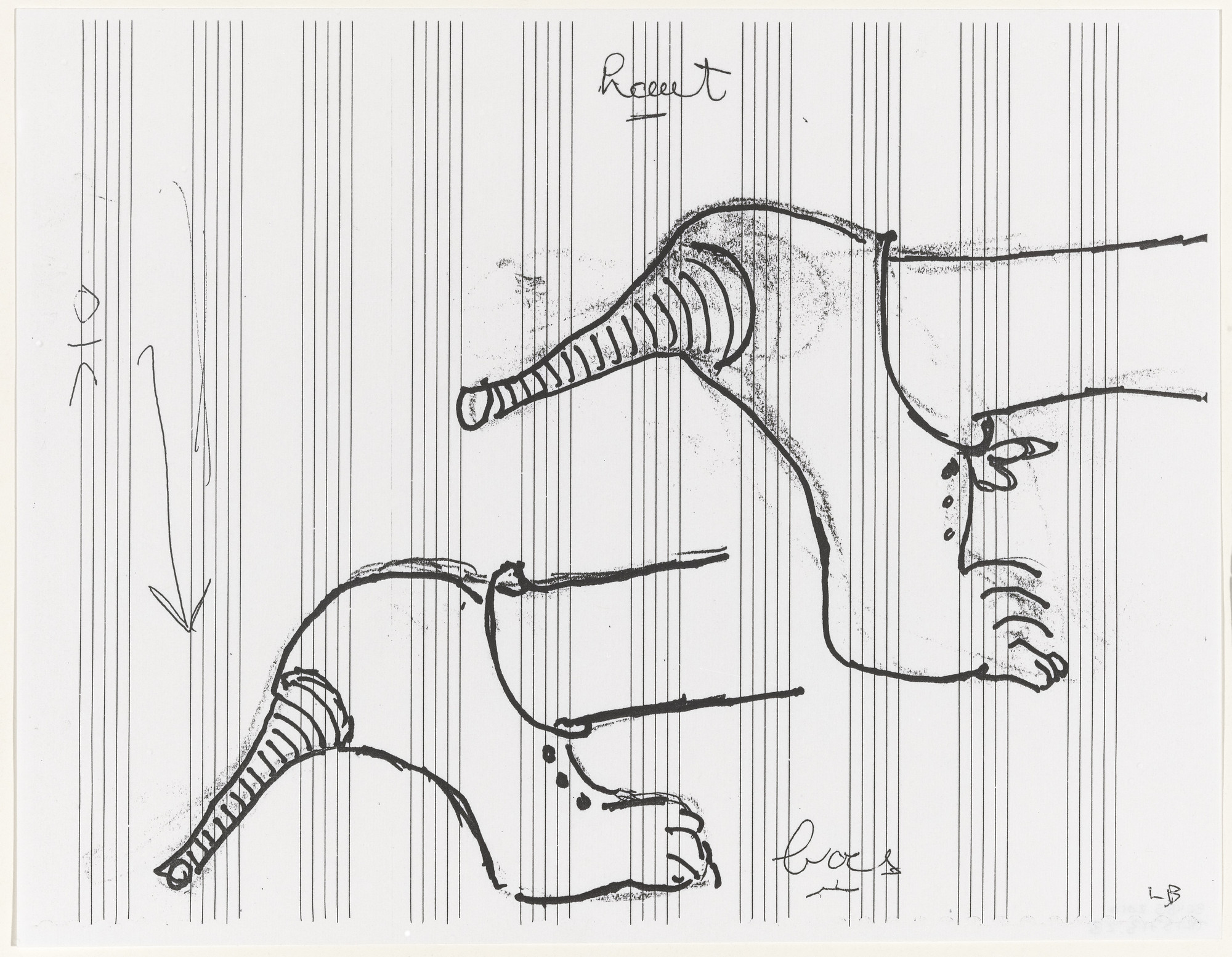 Louise Bourgeois. Untitled (Study for Untitled, plate 4 of 5, from the illustrated book, and plate 4 of 7, from the portfolio, Metamorfosis)