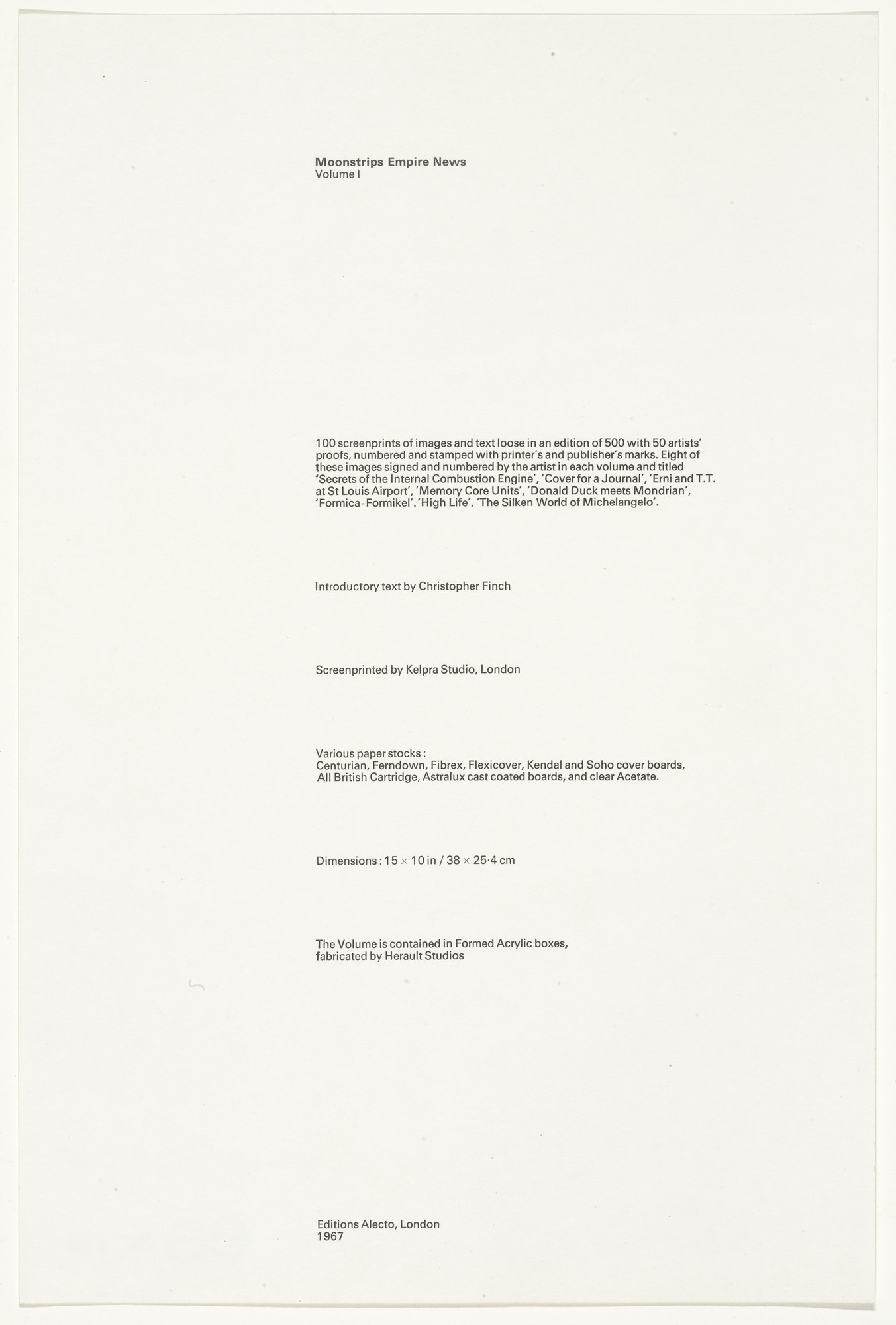 Eduardo Paolozzi. Colophon from Moonstrips Empire News