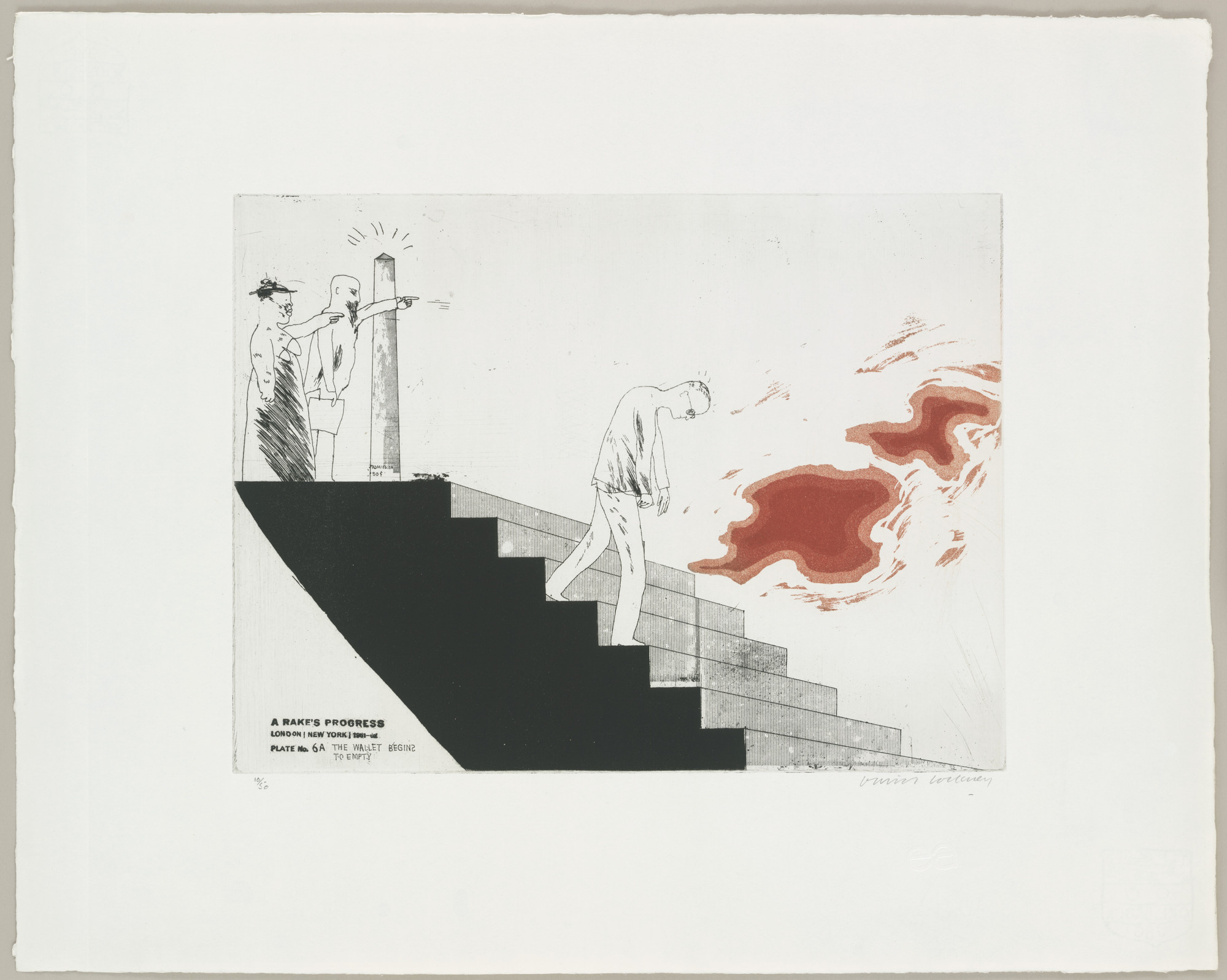 David Hockney. The Wallet Begins to Empty (plate 6a) from A Rake's Progress