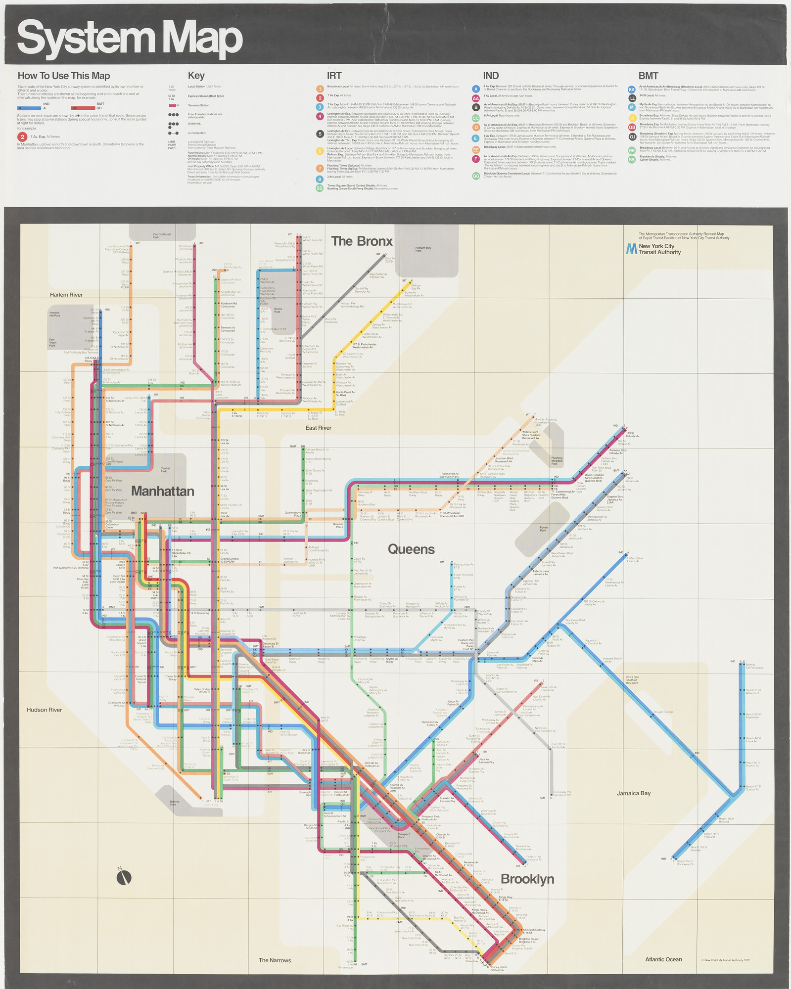 Massimo Vignelli, Joan Charysyn, Bob Unimark International Corporation, New York. New York Subway Map. 1970-1972 |