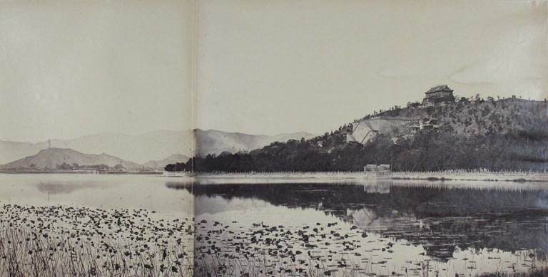 Felice Beato. View of the Imperial Summer Palace Yuen Ming Yuen After the Burning, Taken from the Lake, Peking. October 1860