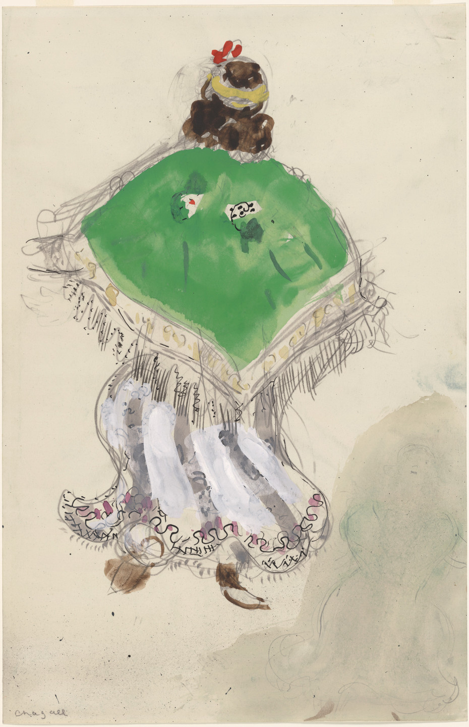 Marc Chagall. A Gypsy. Costume design for Scene I of the ballet Aleko. 1942