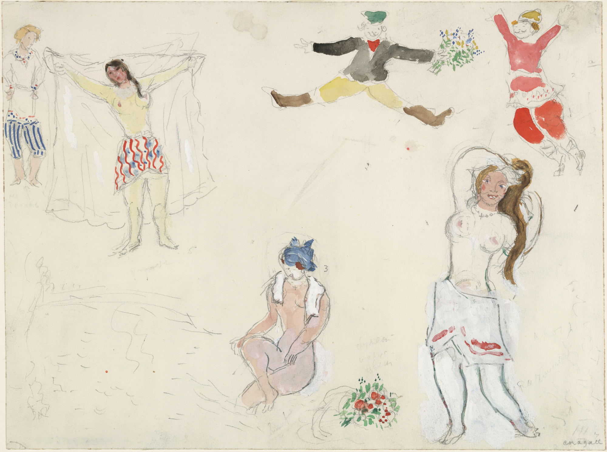 Marc Chagall. Bathers and Peasants.Costume design for the ballet Aleko