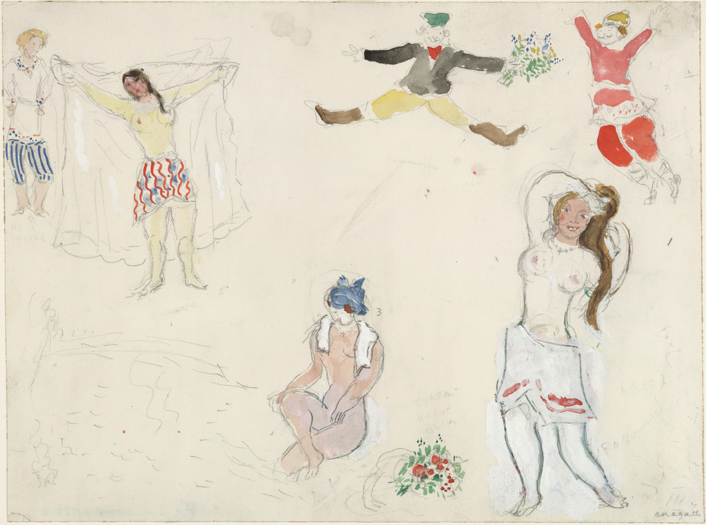 Bathers and Peasants.Costume design for the ballet Aleko