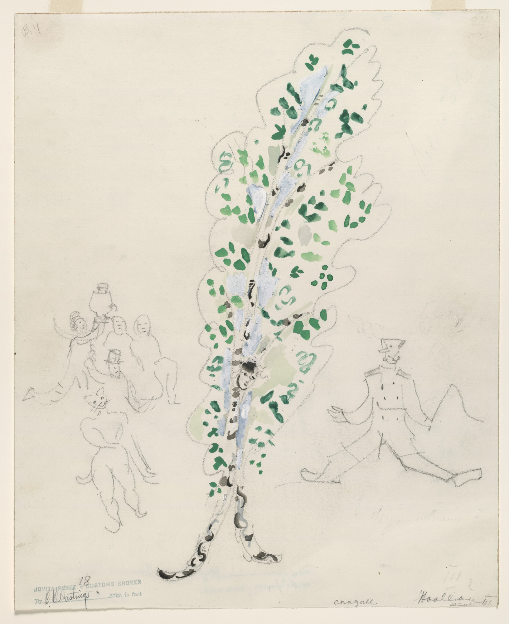 Marc Chagall. A Birch Tree. Costume design for Scene III of the ballet Aleko