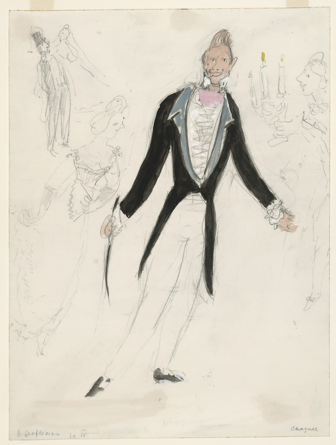 Marc Chagall. A Gentleman. Costume design for Scene IV of the ballet Aleko. 1942