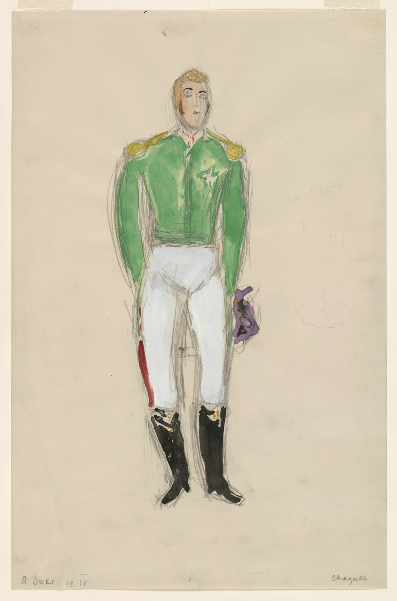 Marc Chagall. A Duke. Costume design for Scene IV of the ballet Aleko